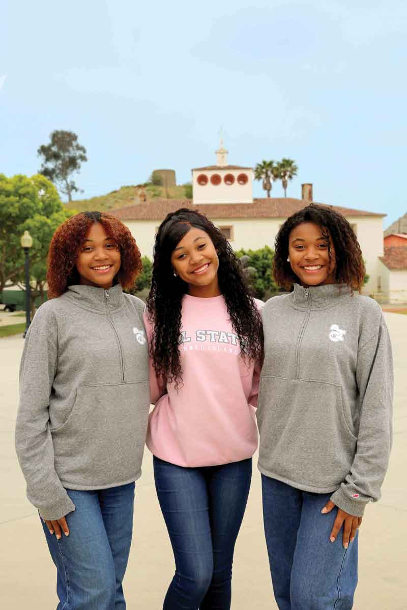 The Williams triplets are close friends and sisters. From left: Jasmine, Whitley and Ashleigh.