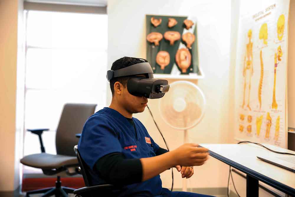 A nurse encounters a virtual patient in VR