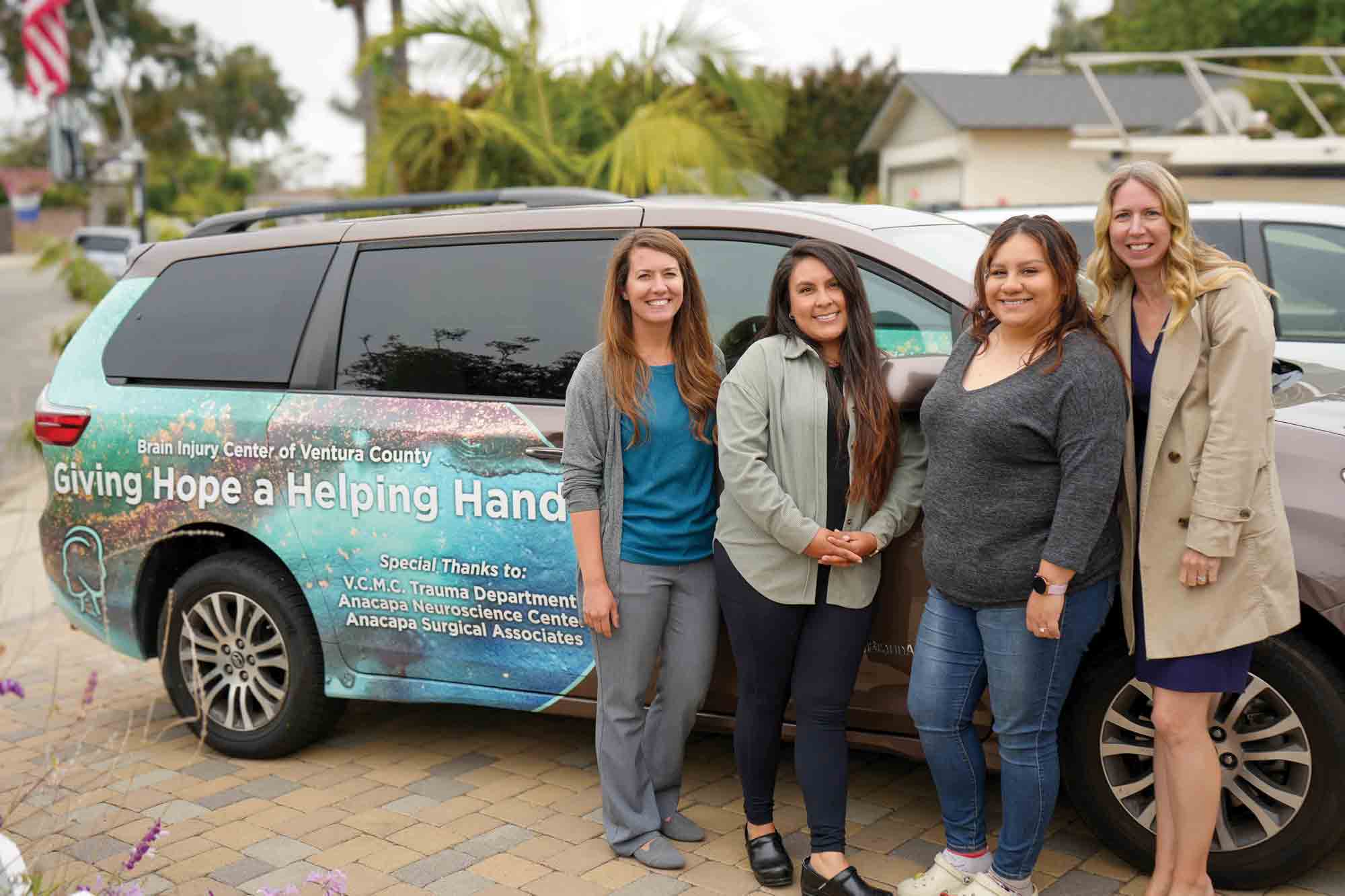 Left to right: Chrissy Stamegna, Executive Director of the Brain Injury Center of Ventura County; Lily Zepeda, Care Transitions Program Director; Berenise Lemus, Care Transitions Support and Banner House Administrator; Kristen Linton, CSUCI Associate Professor of Health Science.