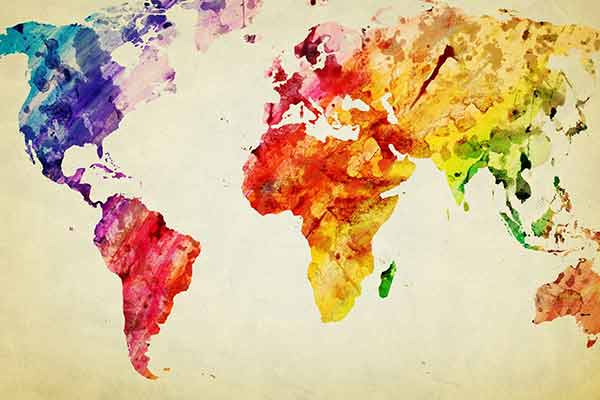 Picture of all 7 continents on a map